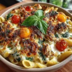 - 12 ounces penne pasta - 2 cups cooked chicken breast, shredded or diced - 4 cups fresh spinach, chopped - 1 tablespoon olive oil - 1 medium onion, diced - 3 cloves garlic, minced - 2 cups heavy cream - 1 cup chicken broth - 1 cup grated Parmesan cheese - 1 cup shredded mozzarella cheese - 1 teaspoon Italian seasoning - Salt and pepper to taste
