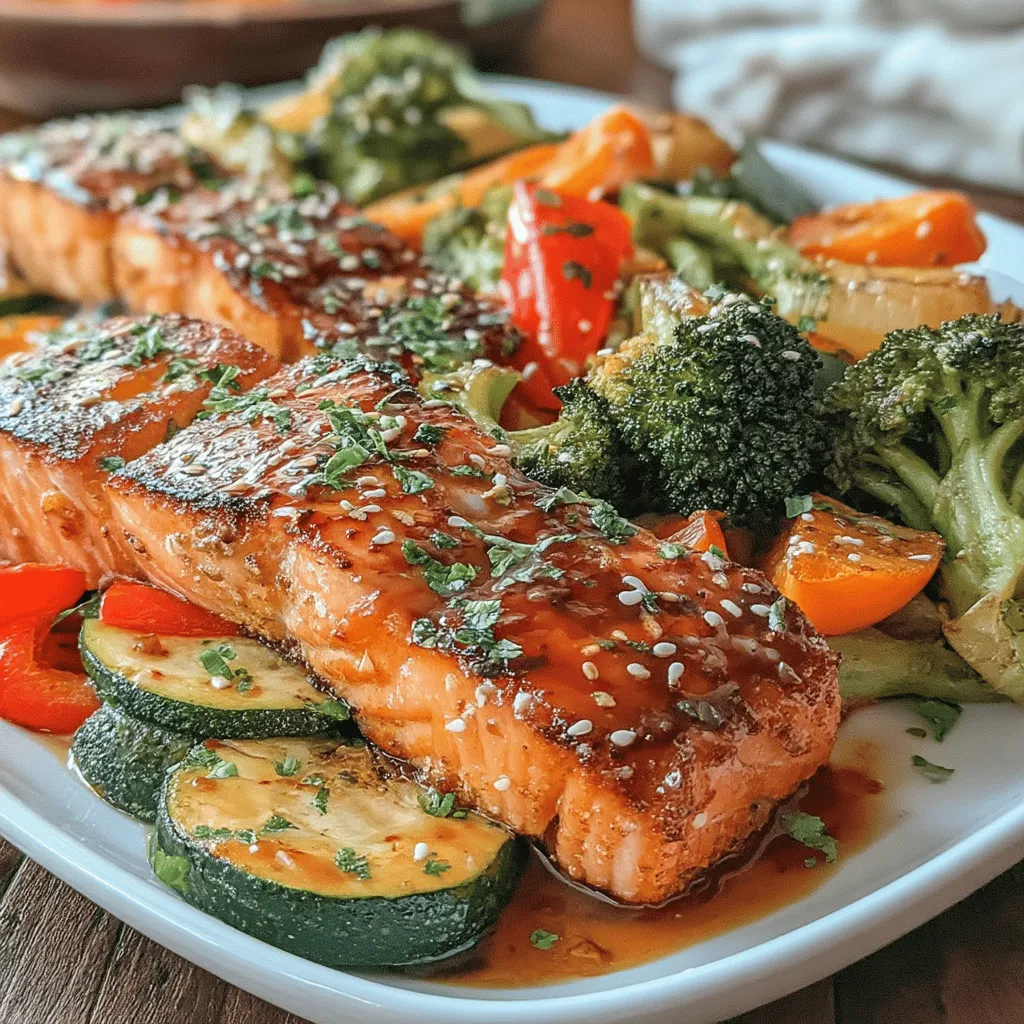 If you're looking for a quick, nutritious, and delicious meal, then this Soy Glazed Air Fryer Salmon & Vegetables recipe is perfect for you. Combining tender salmon fillets with a medley of vibrant vegetables, this dish not only pleases the palate but also nourishes your body. The rich flavors of soy sauce, combined with the freshness of the veggies, create a meal that is both satisfying and healthy.