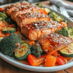 Soy Glazed Air Fryer Salmon & Vegetables