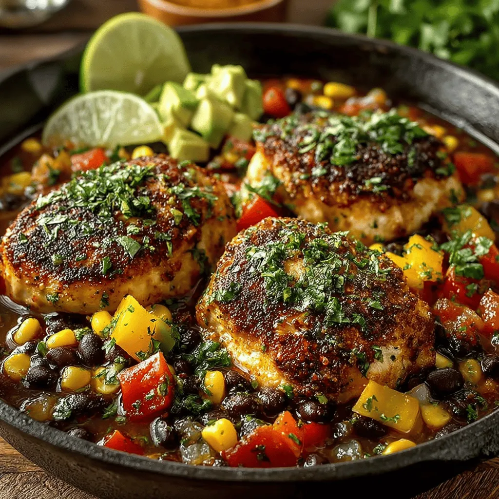 Spicy One-Pan Southwest Chicken & Black Beans is a vibrant and flavorful dish that brings together a medley of bold spices and wholesome ingredients. This recipe is perfect for busy weeknights when time is of the essence but flavor should never be compromised. One of the standout features of this dish is its convenience; everything cooks in a single pan, which means less time spent on cleanup and more time enjoying your meal. With the perfect balance of protein, fiber, and essential nutrients, this dish not only satisfies your taste buds but also supports a healthy lifestyle.