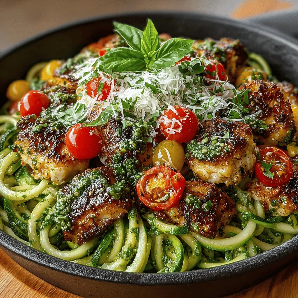 In the realm of quick and healthy weeknight dinners, few dishes can compete with the vibrant flavors and nourishing ingredients of Basil Bliss Pesto Chicken and Zucchini Noodle Skillet. This delightful recipe combines the aromatic essence of fresh basil pesto with tender chicken and colorful vegetables, all served atop light and refreshing zucchini noodles. Perfect for busy families or anyone looking to enjoy a nutritious meal without sacrificing flavor, this dish is both simple to prepare and incredibly satisfying. Join us as we explore the ingredients, cooking techniques, and benefits of this delectable dish.