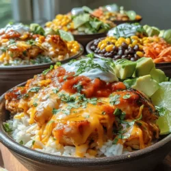Cheesy Loaded Chicken Burrito Bowls