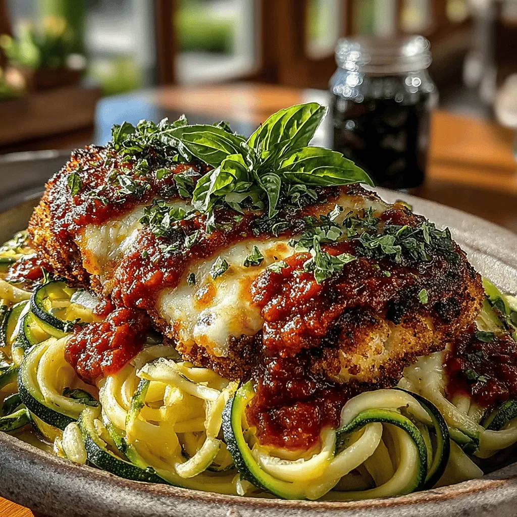 Crispy Baked Chicken Parmesan with Zucchini Noodles